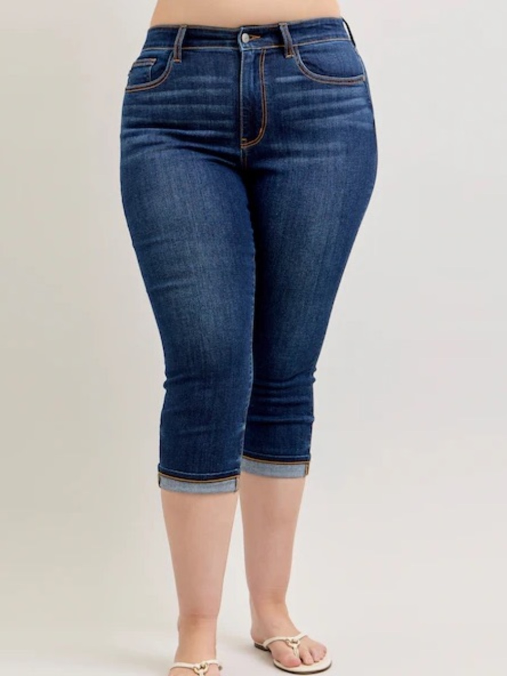Judy Blue Heidi High Rise Denim Capris Size 24W NEW Dark Wash Summer Stretch